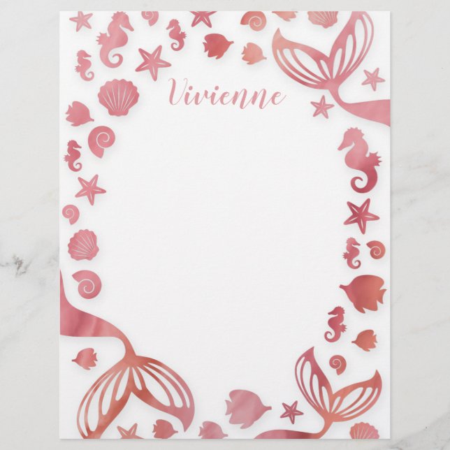 Under the Sea Mermaid Custom Letterhead (Front)
