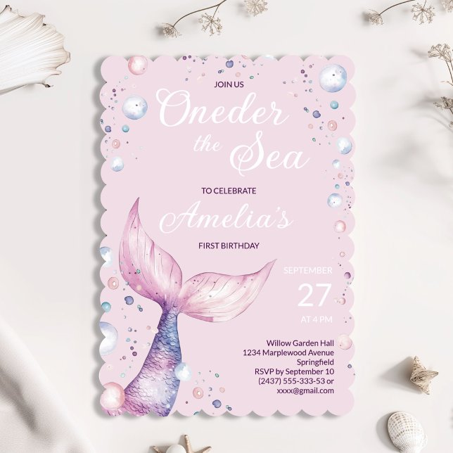 Under the Sea Mermaid First Birthday Invitation (Creator Uploaded)