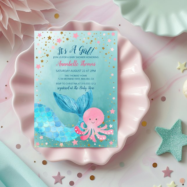 Under the Sea Mermaid Girl Baby Shower Invitation (Creator Uploaded)