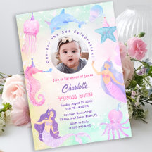 Under the Sea Mermaid } Girl Photo 1st Birthday
