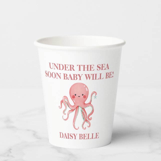 Under The Sea Mermaid Girls Baby Shower  Paper Cups (Front)