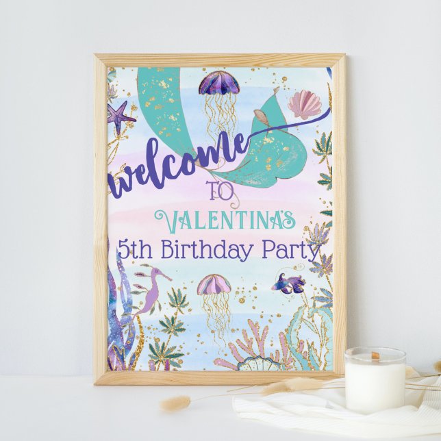 Under the Sea Mermaid Glitter Party Welcome Sign (Creator Uploaded)