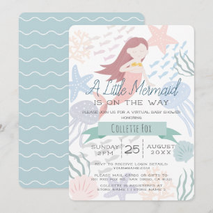 Under the Sea Mermaid Green Virtual Baby Shower Invitation