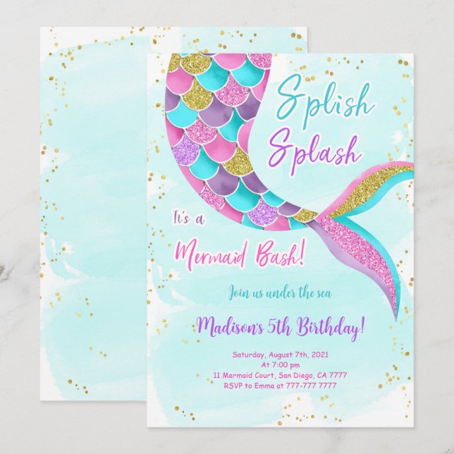 Under The Sea Mermaid Invitation (Front/Back)