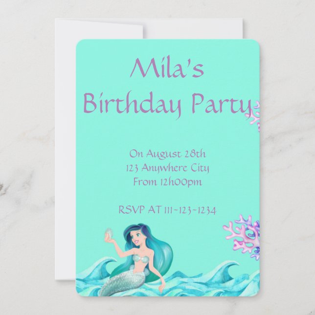 UNDER THE SEA MERMAID INVITATIONS (Front)