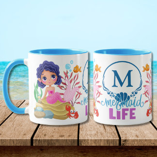Under the Sea Mermaid Life Monogram Mug