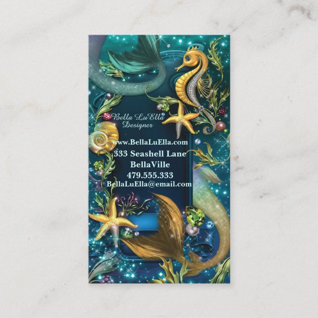Under the Sea Mermaid Nautical Business Cards (Front)