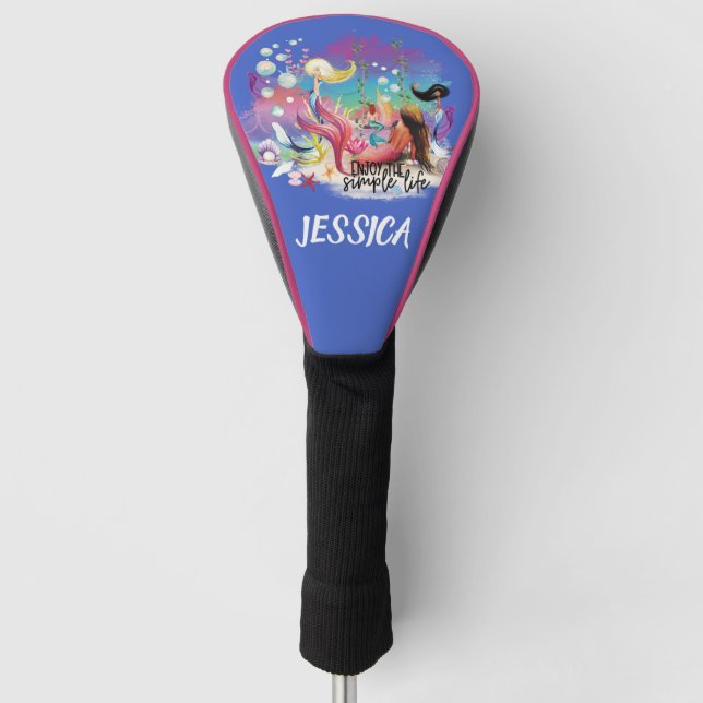 Under The Sea Mermaid Ocean Purple Turquoise Golf Head Cover (Front)