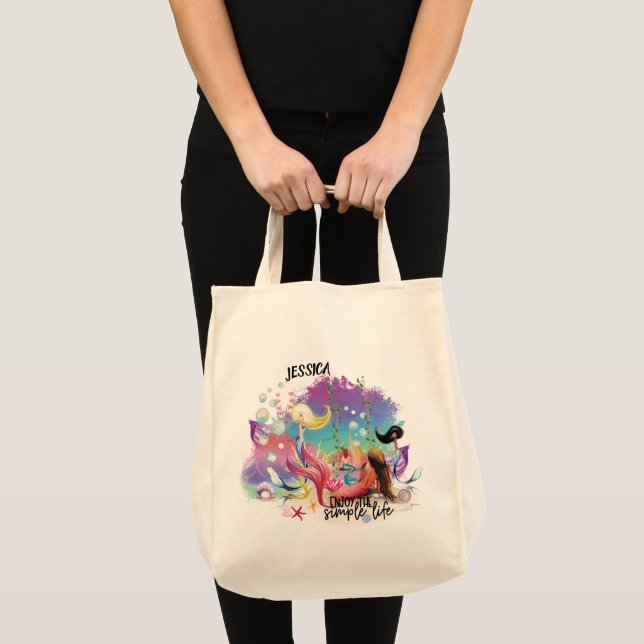 Under The Sea Mermaid Ocean Purple Turquoise Tote Bag (Front (Product))