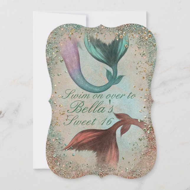 Under the Sea Mermaid Party Invitations (Front)