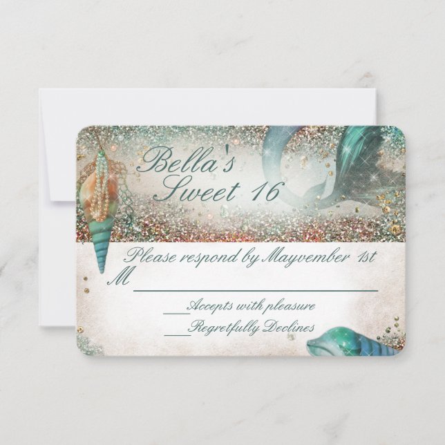 Under the Sea Mermaid Party Response Card (Front)