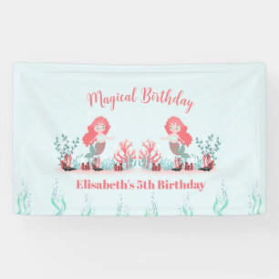 Under the Sea Mermaid Princess Birthday Party Banner