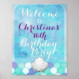 Under The Sea Mermaid Scales Welcome Table Sign