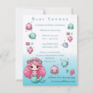 Under the Sea Mermaid & Sea Creatures Baby Shower Invitation