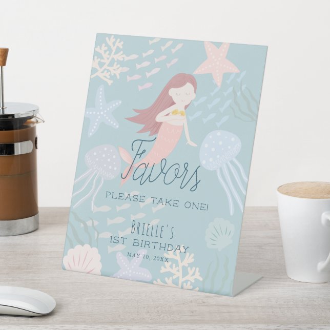 Under the Sea Mermaid Sea Green Favours Pedestal Sign (In SItu)