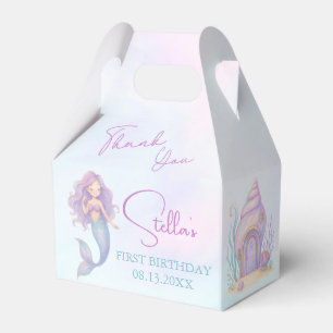 Under the Sea Mermaid Sea Purple Girl 1st Birthday Favour Box