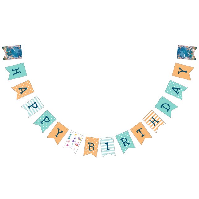 Under the Sea Mermaid Shark Happy Birthday Bunting (All)