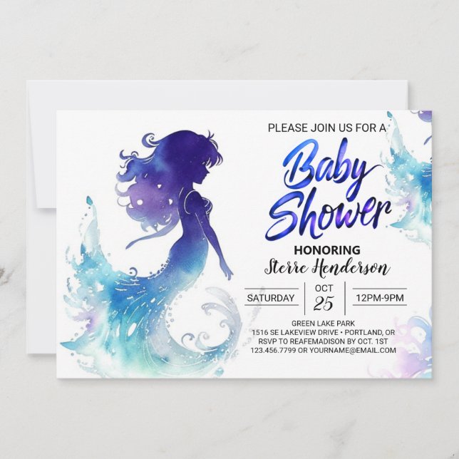 Under the Sea Mermaid Soiree Baby Shower Invitation (Front)