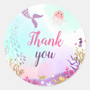 Under The Sea Mermaid Sticker Cupcake Topper Pink