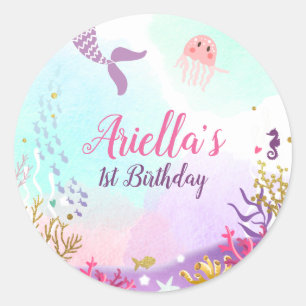 Under The Sea Mermaid Sticker Envelope seal Pink