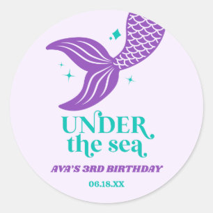 Under The Sea Mermaid Tail Birthday Party Favour Classic Round Sticker