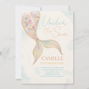 Under The Sea Mermaid Tail Birthday Party Invitation