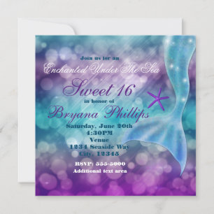 Under The Sea MERMAID Tail Fin Party Invitation