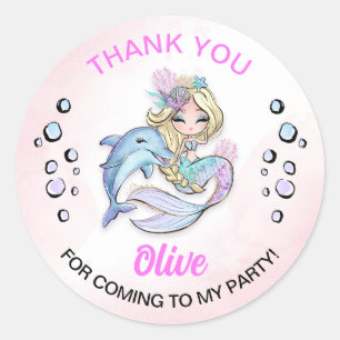 Under the Sea Mermaid Themed Classic Round Sticker