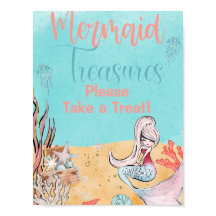 Under the Sea Mermaid Treasure Favour Sign