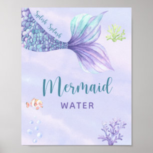 Under the sea Mermaid Water Birthday party Poster