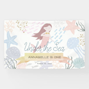 Under the Sea Mermaid White Birthday Banner