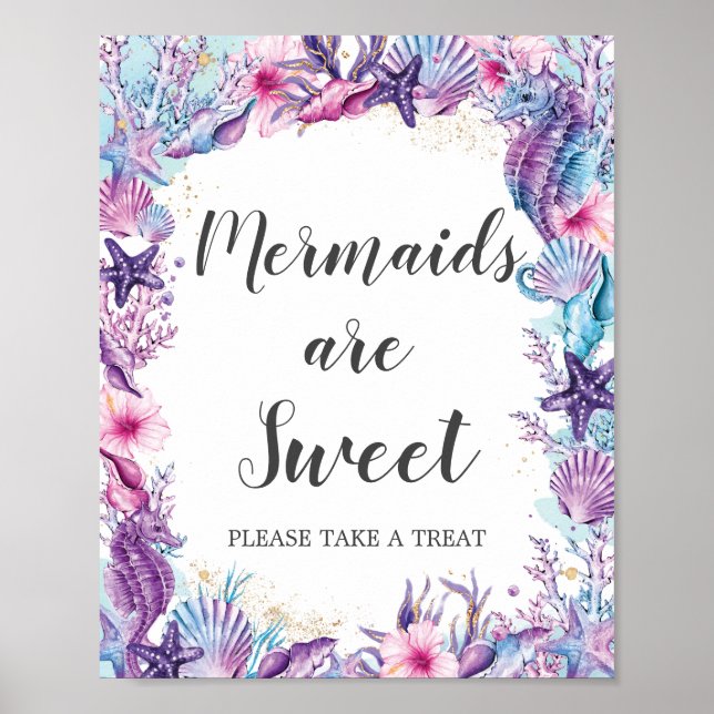 Under the Sea Mermaids are Sweet Take a Treat  Poster (Front)