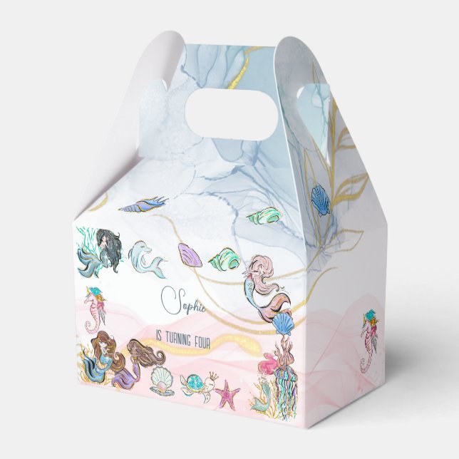 Under the sea Mermaids kids birthday Favour Box (Front Side)