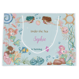 Under the sea Mermaids kids birthday Large Gift Bag