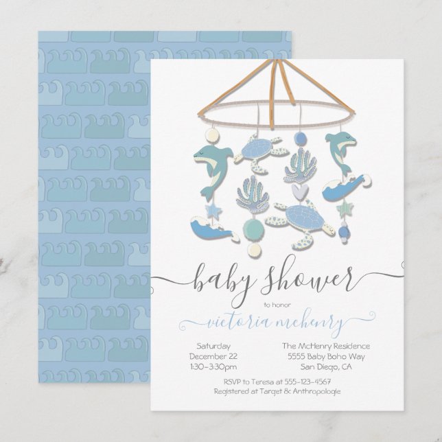 Under the Sea Mobile Baby Shower Invitation (Front/Back)