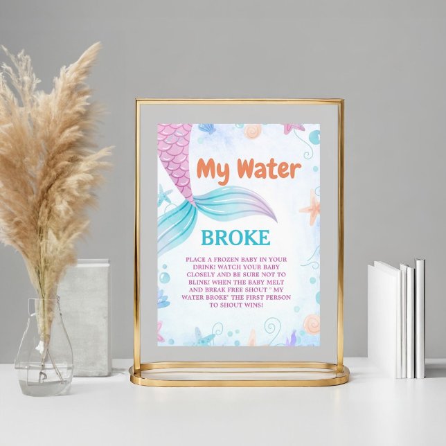 Under the sea My Water broke Baby Shower Game sign (Creator Uploaded)