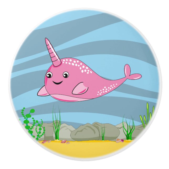 Under the Sea Narwhal Ceramic Knob (Front)