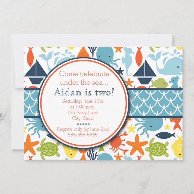 Under the Sea, Nautical Birthday Invitation (Front)