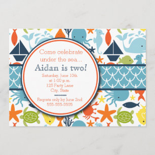 Under the Sea, Nautical Birthday Invitation