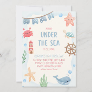 Under the Sea Nautical Birthday Party Invitation
