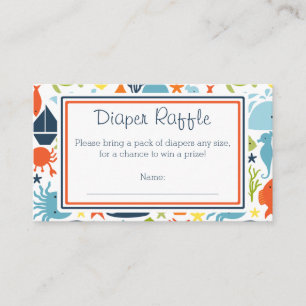 Under the Sea, Nautical Diaper Raffle Ticket Enclosure Card