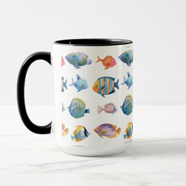 Under The Sea Nautical Fish Pattern Mug (Left)