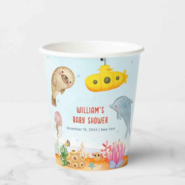 Under The Sea Nautical Marine Baby Shower  Paper Cups (Front)