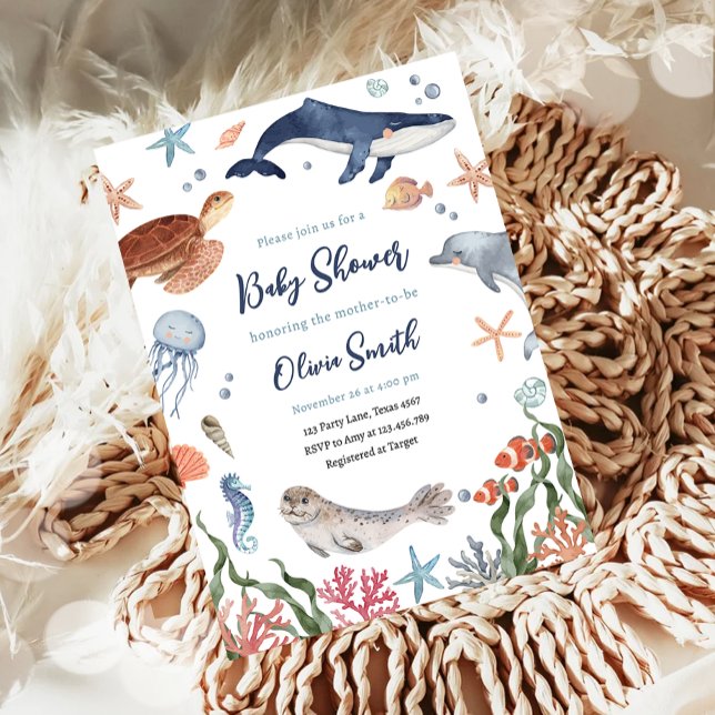 Under the Sea Nautical Sea Animals Baby Shower Invitation (Creator Uploaded)