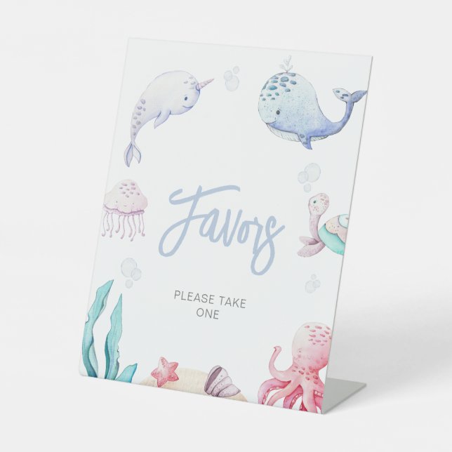 Under the Sea Nautical Shower Favours Pedestal Sign (Front)