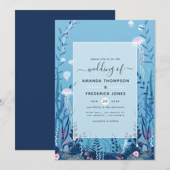 Under the Sea Nautical Wedding Invitation (Front/Back)