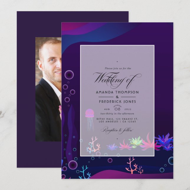 Under the Sea Nautical Wedding Photo Invitation (Front/Back)