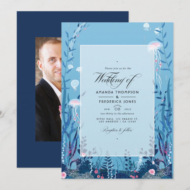 Under the Sea Nautical Wedding Photo Invitation (Front/Back)
