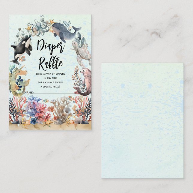 Under the sea neutral Diaper raffle baby shower Enclosure Card (Front/Back)