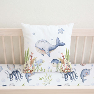 Under the Sea Nursery Decor, Whale Cushion